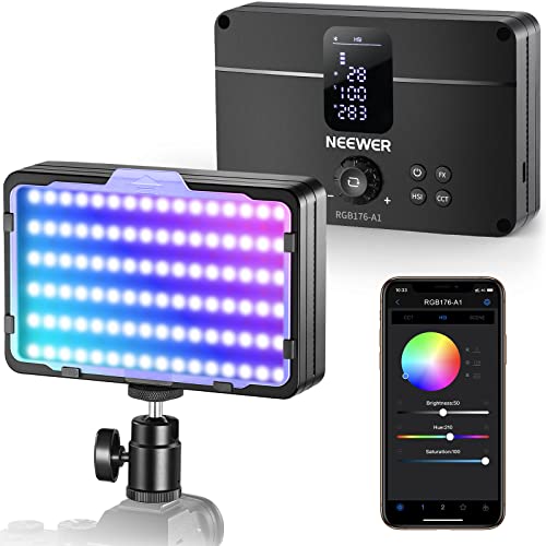 NEEWER RGB 176-A1 LED Videoleuchte Panel APP Steuerung mit verbessertem Onboard Betrieb 3200mAh Akku Kamera Video Licht 17 Szenen CRI97+ 2500K-10000K 10W tragbare Videolicht für Fotografie von NEEWER