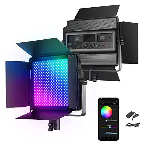 NEEWER RGB1200 60W RGB LED Videoleuchte Panel mit APP/2,4G Steuerung 22000Lux@0,5m/1% präzises Min Dimmen Video Fotolicht/360° RGB/CRI97+/TLCI98+/2500K-8500K/18 Effekte Studio Dauerlicht Fotografie von NEEWER
