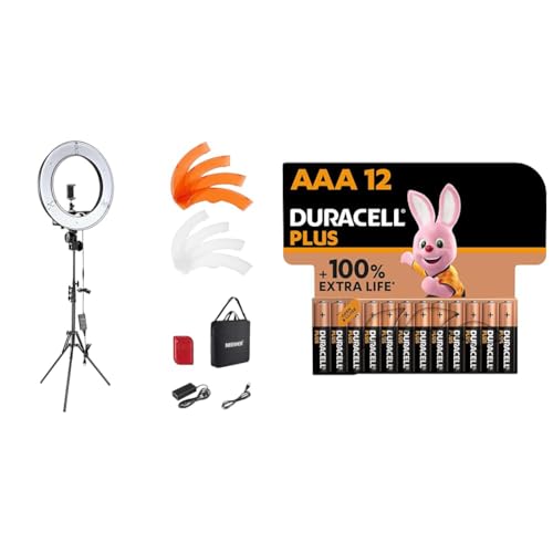 NEEWER Ringlicht mit Stativ Set: 18 Zoll/45cm Außen 55W 5600K Dimmbare LED Ringleuchte mit Bluetooth Fernbedienung für Handy/Kamera für YouTube TikTok Self Porträt Foto & Duracell Plus Batterien AAA NEEWER Ringlicht mit Stativ Set: 18 Zoll/45cm Außen 55W 5600K Dimmbare LED Ringleuchte mit Bluetooth Fernbedienung für Handy/Kamera für YouTube TikTok Self Porträt Foto & Duracell Plus Batterien AAA von NEEWER