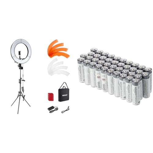 NEEWER Ringlicht mit Stativ Set: 18 Zoll/45cm Außen 55W 5600K Dimmbare LED Ringleuchte mit Bluetooth Fernbedienung & Amazon Basics AA Industrie Alkalibatterien NEEWER Ringlicht mit Stativ Set: 18 Zoll/45cm Außen 55W 5600K Dimmbare LED Ringleuchte mit Bluetooth Fernbedienung & Amazon Basics AA Industrie Alkalibatterien von NEEWER