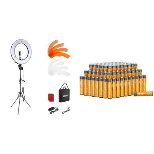 NEEWER Ringlicht mit Stativ Set: 18 Zoll/45cm Außen 55W 5600K Dimmbare LED Ringleuchte mit Bluetooth Fernbedienung & Amazon Basics AAA-Alkalibatterien NEEWER Ringlicht mit Stativ Set: 18 Zoll/45cm Außen 55W 5600K Dimmbare LED Ringleuchte mit Bluetooth Fernbedienung & Amazon Basics AAA-Alkalibatterien von NEEWER