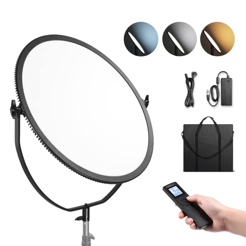 NEEWER LED-Zweifarben-Studio-Rundlicht,ultradünnes Studio Edge Flapjack-Licht,24 Zoll 120W dimmbare Porträtbeleuchtung mit Batteriehalter/Netzteil/2,4G Funkfernbedienung (Batterie ist nicht inklusive) von NEEWER