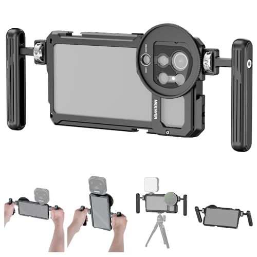 NEEWER S23 Ultra Phone Käfig Cage Video Rig Kit kompatibel mit Samsung S23 Ultra mit Zwei seitlichen Griffen, 67mm Objektivfilter Gewindeadapter, Ganzmetall Handy Stabilisator für Filmen, PA021 von NEEWER