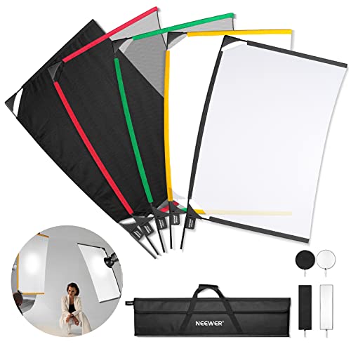 NEEWER SF6090F 5 in 1 Faltbare Fotografie Flaggen-Kit Reflektor Lichtmodifikator für weiche und Diffuse und helle Effekte inklusive Tragetasche von NEEWER
