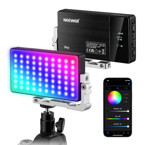 NEEWER SL90 RGB Videoleuchte, Led Videolicht mit App & 2,4G Steuerung/12W 4300mAh Akku/360°Vollfarbe 18 Lichtszenen, 2500~10000K CRI97+ Kameraleuchte aus Aluminium, Kamera Licht für YouTube/TikTok von NEEWER