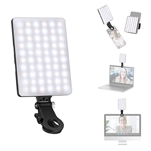 NEEWER Selfie Licht Panel mit Klammer Telefonhalter 3 Lichtmodi Videolicht Handy 60 LED High Power 2000mAh Akkus CRI 95+ Led Videokonferenz Leuchte für Phone/Tablet/Laptop, Zoom TikTok Live Streaming von NEEWER