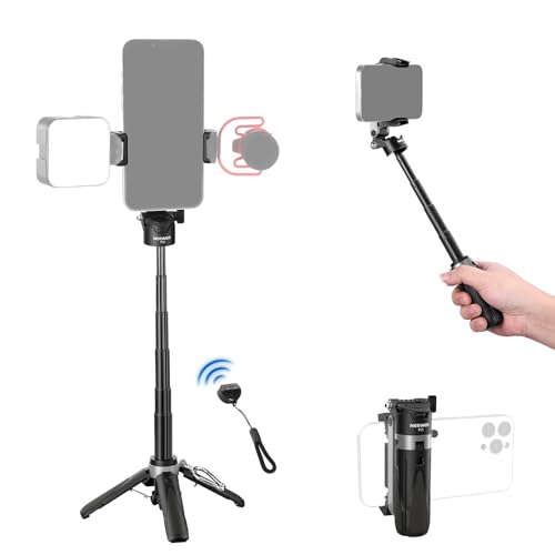 NEEWER Selfie Stick mit abnehmbarem Bluetooth Fernauslöser, leichtes, faltbares Reisestativ für iPhone, 360° Telefonhalterung, Cold Shoe für YouTube/TikTok Vlogs Live Streamin Fotografie Schwarz, P15 NEEWER Selfie Stick mit abnehmbarem Bluetooth Fernauslöser, leichtes, faltbares Reisestativ für iPhone, 360° Telefonhalterung, Cold Shoe für YouTube/TikTok Vlogs Live Streamin Fotografie Schwarz, P15 von NEEWER