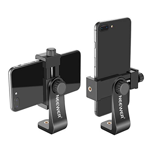 NEEWER Smartphone Halterung Vertikal Horizontal Halterung Stativhalterung Adapter mit 1/4Zoll Gewinde, Handy Clip Kompatibel mit iPhone 15 14 13 Pro Plus Max Mini Galaxy S20+/S20, Huawei P40 Pro usw von NEEWER