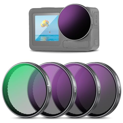 NEEWER Snap On ND Filter Set kompatibel mit DJI Osmo Action 3/4/5 Pro, 4er Pack ND8+ND16+ND32+CPL Graufilter Actionkamera Zubehör, Mehrfach beschichtetes optisches HD Glas, FL-A76 von NEEWER