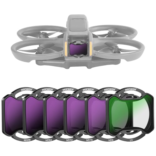 NEEWER Snap On ND und UV Filter Set Kompatibel mit DJI Avata 2, 6 Pack UV und Neutraldichtefilter ND8 ND16 ND32 ND64 ND256 Drohnen Objektiv Zubehör schlanker Rahmen doppelseitig beschichtetes HD Glas von NEEWER