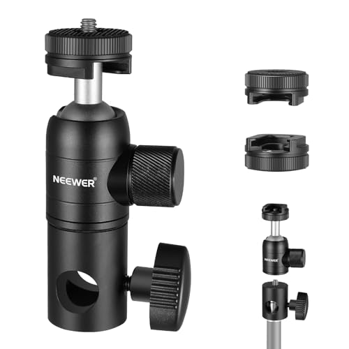 NEEWER Stativ Montageadapter mit Zubehörschuh 1/4" Schraube Mini Kugelkopf, umkehrbare Montageplatte für Kamera Monitor Ringlicht, für Flachkopf Lichtstativ/Galgenarm/C Ständer, max Belastung 10kg NEEWER Stativ Montageadapter mit Zubehörschuh 1/4" Schraube Mini Kugelkopf, umkehrbare Montageplatte für Kamera Monitor Ringlicht, für Flachkopf Lichtstativ/Galgenarm/C Ständer, max Belastung 10kg von NEEWER