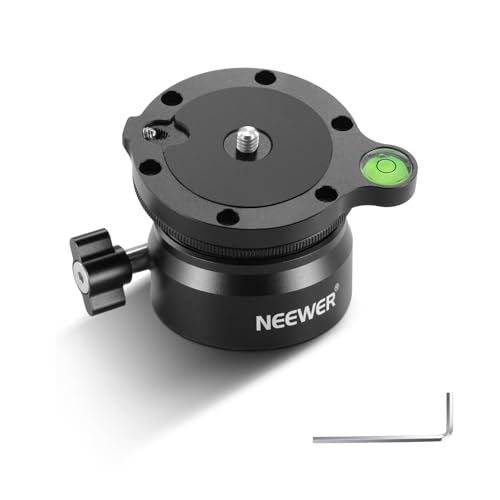 NEEWER Stativ Nivellierungsbasis,Kamera Nivellierer mit Wasserwaage,Einstellplatte aus Aluminiumlegierung,1/4” Befestigungsschraube&1/4”-3/8” Schraubadapter,kompatibel mit Canon Nikon Sony DSLR Kamera von NEEWER