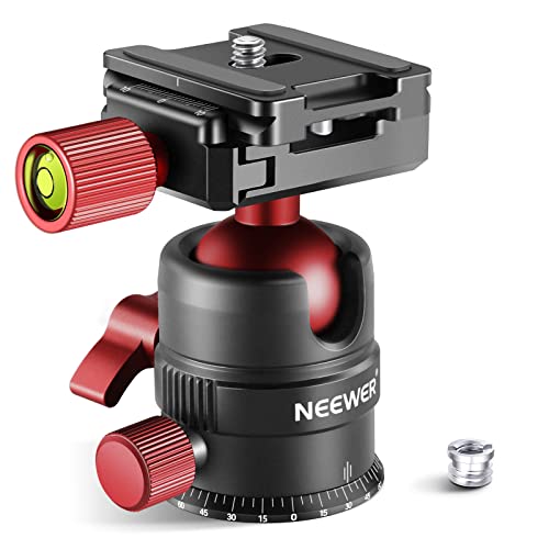 NEEWER Stativkopf, 360° drehbarer Panorama Kugelkopf mit 1/4 Zoll Schnellwechselplatte für Stativ, Einbeinstativ, Slider, DSLR Kamera, Camcorder, maximale Belastung bis zu 5kg- GM28 von NEEWER