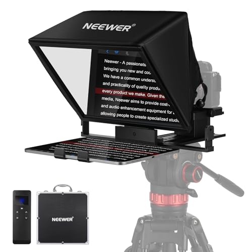 NEEWER Teleprompter X14 II mit RT113-Fernbedienung und App-Steuerung, 35,6 cm (14 Zoll) Beamsplitter, vertikal verstellbare QR-Platte, kompatibel mit 501PL iPad Tablet Camcorder, Montage frei von NEEWER