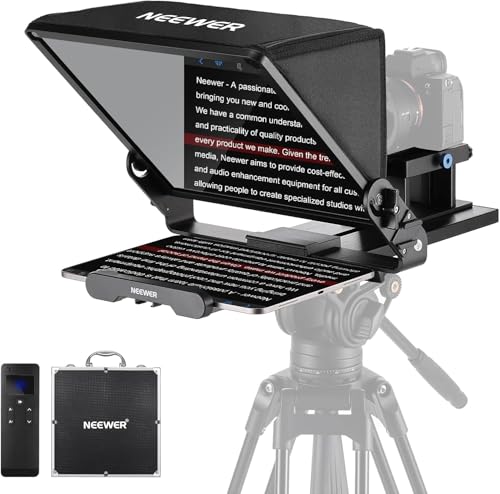 NEEWER Teleprompter X14 III mit RT113 Fern/App Steuerung, 45° Tilt 14" Strahlteiler Metallrahmen Kamera Mount QR Platte Kompatibel mit 501PL kompatibel mit iPhone iPad DSLR kein Aufbau NEEWER Teleprompter X14 III mit RT113 Fern/App Steuerung, 45° Tilt 14" Strahlteiler Metallrahmen Kamera Mount QR Platte Kompatibel mit 501PL kompatibel mit iPhone iPad DSLR kein Aufbau von NEEWER