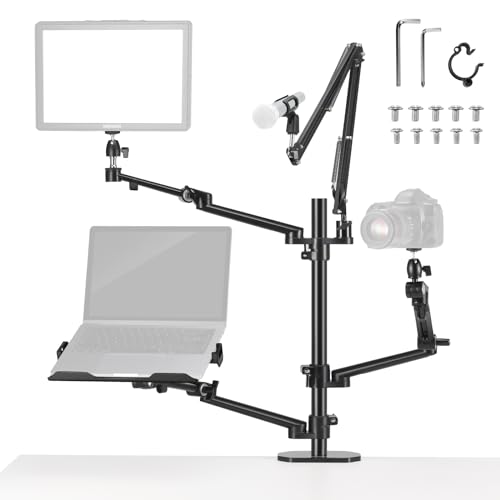 NEEWER Überkopf Kamerastativ Tischhalterung Rig mit 4 Boom Arm für Fotografie Video Licht Ring Licht Telefonhalterung Webcam Mic Compact DSLR für Live Streaming Broadcast Online Lehr Konferenz, DS007 von NEEWER