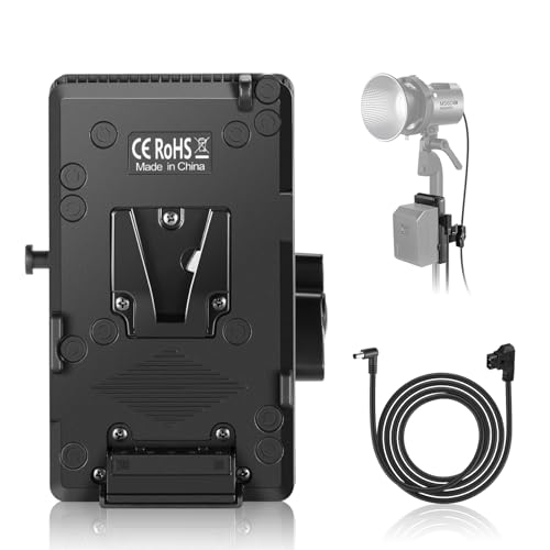 NEEWER V Mount Akkuplatte, V Montage Platte mit Super Clamp Stangenhalter D Tap auf DC Kabel, V Mount Adapter für Dauerbeleuchtung nur für NEEWER NEEWER Light MS60 MS60B MC60C MS150B, PS008 K2 von NEEWER