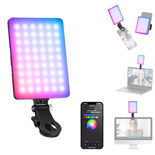 NEEWER VL67C RGB Videoleuchte Selfie Licht mit APP Steuerung, 94 LED CRI97 2000mAh wiederaufladbar, Cold Shoe Halterung, tragbar Telefon Klammer für TikTok, Videokonferenz Streaming Light für Laptop von NEEWER