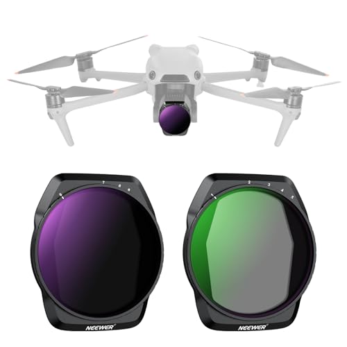 NEEWER Variabler ND Filter Set Kompatibel mit DJI Air 3S, 2er Pack ND2-32 (1-5 Stops)+ND64-512 (6-9 Stops) Variable Graufilter, Drohnen Zubehör schlank mehrfach beschichtetes optisches HD Glas, FL-A88 von NEEWER