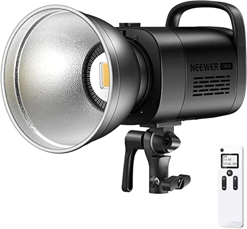 NEEWER Verbesserte CB60 70W LED Videoleuchte,Dauerlicht mit 5600K Tageslicht/CRI 97+/TLCI 97+/9000Lux@1M/Bowens Halterung&2,4G Funkfernbedienung für Studio/Außenaufnahmen/YouTube Videos (Schwarz) von NEEWER