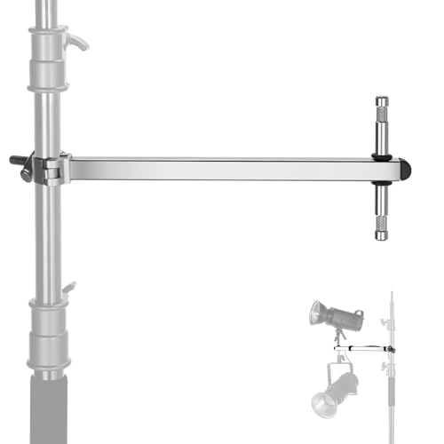 NEEWER Versetzter Arm mit Klemme und Zwei 5/8" Babystiften für LED Videolicht Studioblitz, 46cm Edelstahl Galgengriffarm für ø1,2-1,4" Mittelsäulen Foto Lichtstativ, max Belastung 22 Pfund, UA038 von NEEWER