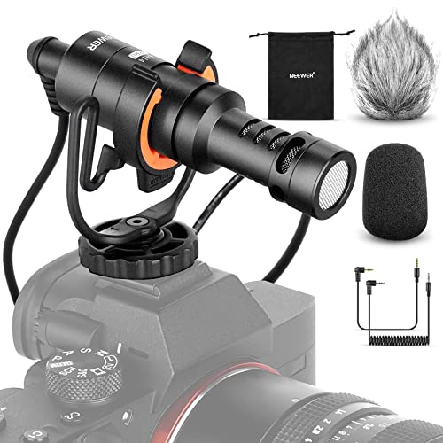 NEEWER Videomikrofon für Telefon, Kamera Mikrofon Set mit schwarzer Profi Schockhalterung Kompatibel mit iPhone Android Smartphones DSLR Kamera Tablet (iPhone Adapter Nicht enthalten), CM14 PRO von NEEWER