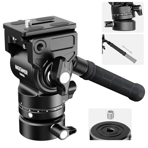 NEEWER Videostativ Fluidkopf mit +/-7° Nivellierbasis (φ48mm), Mini Schwenk Neige Videokopfhalterung aus Metall mit Arca QR Platte, Teleskopgriff für kompakte Videokamera DSLR Kamera max Last 5kg GM35 von NEEWER