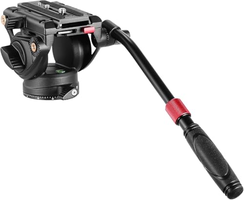 NEEWER Video Stativ Fluid Kopf mit Schnellwechselplatte Kompatibel mit DJI RS Gimbals, Teleskopgriff & skalierte Basis (75mm Dia.) Max Load 17,6lb, Heavy Duty für DSLR Video Kameras, GM002 von NEEWER