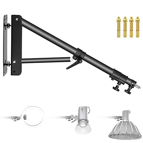 NEEWER Wandmontage Dreieck Boom Arm für Fotografie Blitzlicht, Monolight, Softbox, Regenschirm, Reflektor und Ringlicht, Unterstützung 180 Grad Drehung, Max Länge 4 Fuß/125cm (Schwarz) von NEEWER