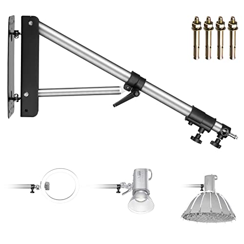 NEEWER Wandmontage Dreieck Boom Arm für Fotografie Blitzlicht,Monolight, Softbox, Regenschirm, Reflektor und Ringlicht, Unterstützung 180 Grad Drehung, Max Länge 4 Fuß/125cm (Silber) von NEEWER