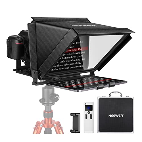 NEEWER X12 Teleprompter aus Aluminiumlegierung mit RT-110-Fernbedienung und App-Steuerung,kompatibel mit iPad, iOS/Android-Tablet, Smartphone, DSLR-Kamera, komplette Metallkonstruktion mit Tragetasche von NEEWER