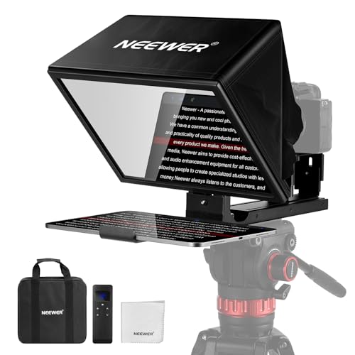 NEEWER X12B 12" Teleprompter Aluminiumlegierung Basics Typ, für iPad Tablet Telefon DSLR Kamera Fernbedienung App Steuerung, kompatibel mit iOS Android, Pro für Online Unterricht, Live Streaming von NEEWER