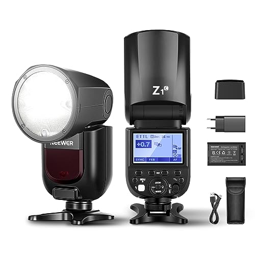 NEEWER Z1-C TTL Blitzgerät Speedlite Rundkopf Blitzlicht für Canon DSLR Kameras, 76Ws 2,4G 1/8000s HSS, 10 Stufen LED Einstelllampe, Speedlight mit 2600mAh Lithium Akku, Recycling in 1,5s Blitz von NEEWER