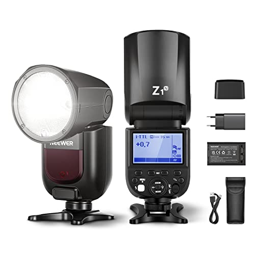 NEEWER Z1-N TTL Blitzgerät für Nikon DSLR Kameras, Rundkopf Blitzlicht 76Ws 2,4G 1/8000s HSS Blitz, 10 Niveaus LED Modellierlampe, 2600mAh Lithium Akku,480 volle Leistung Aufnahmen, Recycling in 1,5s von NEEWER