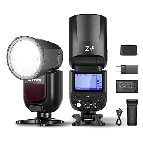 NEEWER Z1-S TTL Blitzgerät Speedlite Rundkopf Blitzlicht für Sony Kameras, 76Ws 2,4G 1/8000s HSS, 10 Stufen LED Lampe, 2600mAh Lithium Akku, 480 Aufnahmen mit voller Leistung, Recycle in 1,5s Blitz von NEEWER