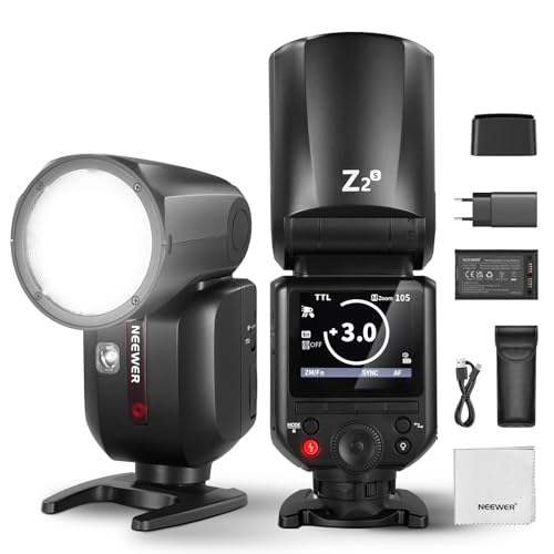 NEEWER Z2-S 2,4G TTL Flash Rundkopf Blitz Speedlite für Sony, 76W, Benutzeroberfläche, Modellierllampen, TTL/M Quick TCM Schalter, 1/8000s HSS, 2600mAh Akku, 480 volle Leistung Blitze, Reinigungstuch NEEWER Z2-S 2,4G TTL Flash Rundkopf Blitz Speedlite für Sony, 76W, Benutzeroberfläche, Modellierllampen, TTL/M Quick TCM Schalter, 1/8000s HSS, 2600mAh Akku, 480 volle Leistung Blitze, Reinigungstuch von NEEWER