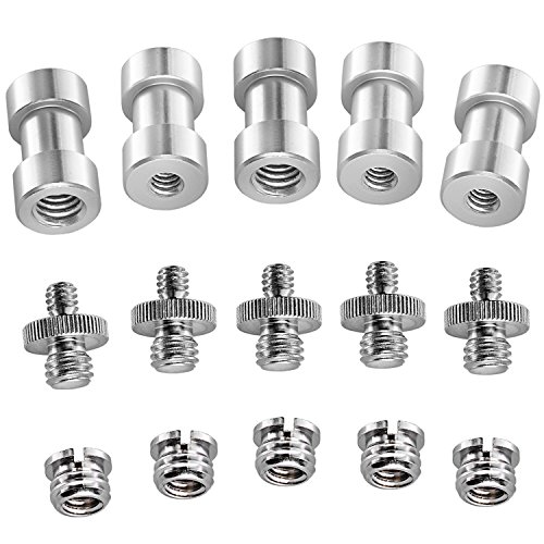 Neewer 15 Stück 1/4, 1/8 Zoll Metall Gewindeschraube Konverter Adapter für DSLR Kamera, Stativ, Schulter Rig, Light Stand, Kamera Käfig von Intenso