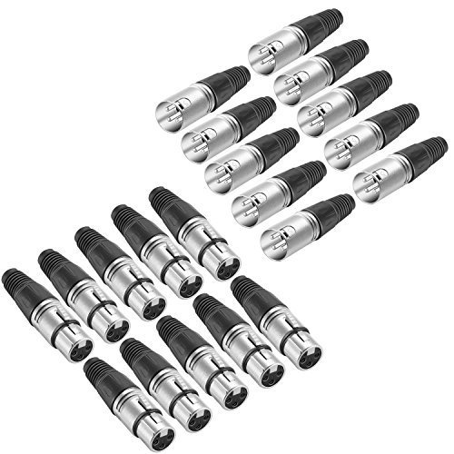 Neewer 20-Stücke 3 Pin XLR Löt-Typ Steckverbinder - 10 Stecker & 10 Buchse Kabel Stecker Mikrofon Audio Steckdose, aus Zink-Legierung für hohe Leitfähigkeit und Ultra-Niedrig Geräusch (Metall End) von NEEWER