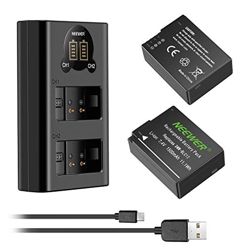 Neewer 2er Pack 1500mAh Ersatzakku für Panasonic DMW-BLC12 und Zwei USB Ladegeräte mit LCD Bildschirm Kompatibel mit Panasonic Lumix DMC-FZ200 DMC-FZ1000 DMC-G5 DMC-G6 DMC-G7usw Neewer 2er Pack 1500mAh Ersatzakku für Panasonic DMW-BLC12 und Zwei USB Ladegeräte mit LCD Bildschirm Kompatibel mit Panasonic Lumix DMC-FZ200 DMC-FZ1000 DMC-G5 DMC-G6 DMC-G7usw von NEEWER