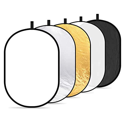 Neewer 5-in-1 Professional Faltbarer Multi Scheiben Oval Licht-Reflektor (80x120 cm (31x47 Zoll)) durchlässig/Silber/schwarz/Gold/weiß von NEEWER