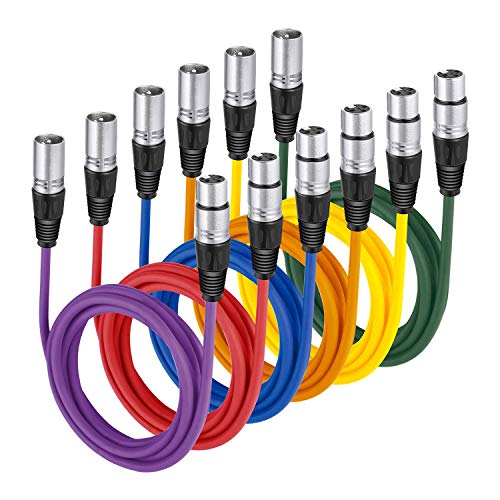 Neewer 6-Pack 1 Meter Audio Kabelkabel, XLR Stecker auf XLR Buchse Mikrofon Farbkabel (grün, blau, lila, rot, gelb, orange) von NEEWER