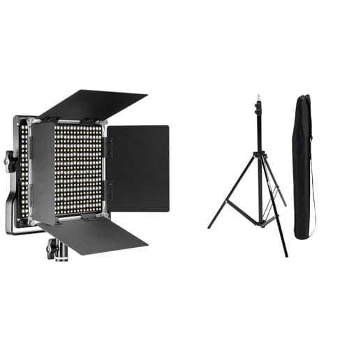 Neewer Dimmbare Bi-farbige LED mit u-Haltewinkel und Barndoor Berufsvideo-Licht & Amazon Basics Kamera Beleuchtungsstativ, Aluminium, 2,04 m, Schwarz von NEEWER