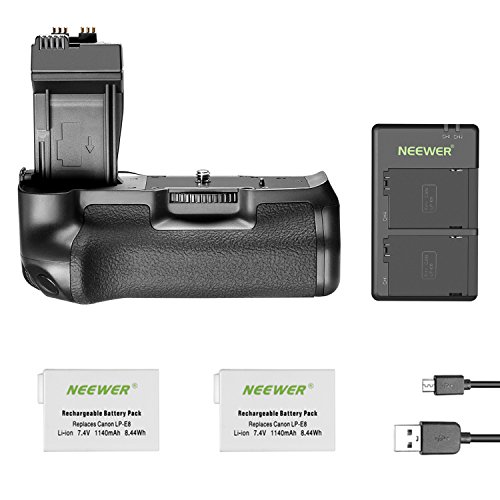 Neewer Ersatz-Batteriegriff für DSLR-Kameras Canon EOS 550D 600D 650D 700D Rebel T2i T3i T4i T5i mit Lithium-Ersatzakkus für LP-E8/USB-Ladegerät von NEEWER