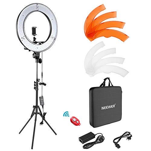 Neewer Kamera Foto Video Ringlicht Kit: 18 Zoll/48 Zentimeter Außen 52W 5500K dimmbare LED Ringlicht Licht Standplatz Bluetooth Empfänger für Smartphone YouTube Self-Porträt Aufnahmen von NEEWER