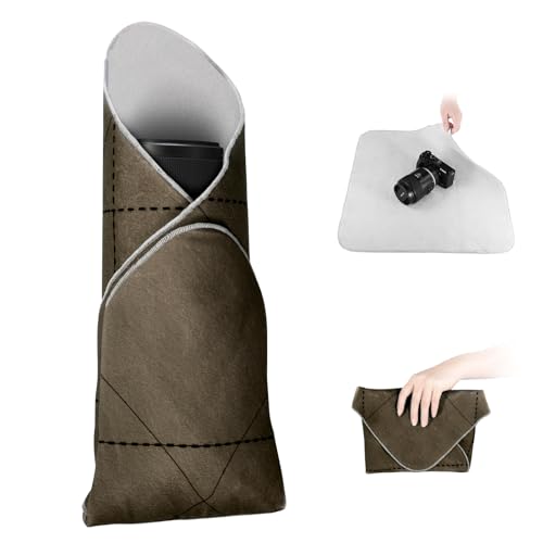 Neewer Kameraobjektivhülle, Faltbarer Kameraobjektivtascheneinsatz, 47cm x 47cm, selbstklebendes, magisches Tuch, schützende, Kratzfeste Kamerahülle für DSLR/Telefon/Tablet/Ausrüstung, PB015 Braun von Neewer