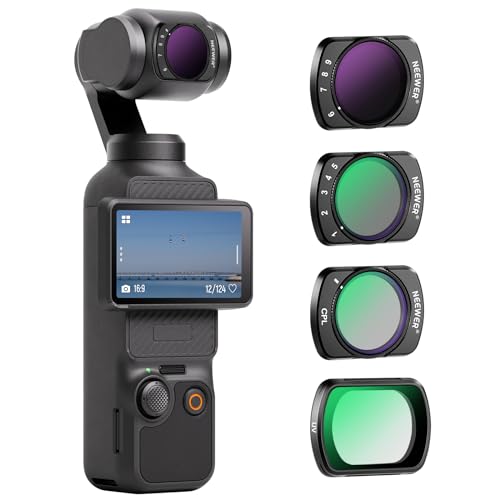 NEEWER Magnetic Variable ND Filter Set Kompatibel mit DJI OSMO Pocket 3, 4 STK. UV CPL ND2-32 (1-5 Blende) ND64-512 (6-9 Blende) Neutral Density Zubehör, Multi Coated Optical HD Glass/Aluminium Frame von NEEWER