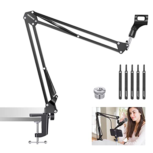 Neewer Mikrofonarmständer, Aufhängung Boom Schere Mic Arm Stativ mit 3/8" bis 5/8" Schraube und Kabelbinder Kompatibel mit Blau Yeti Snowball Yeti X Quadcast und anderen Mikrofonen, Max Last 1.5kg von NEEWER