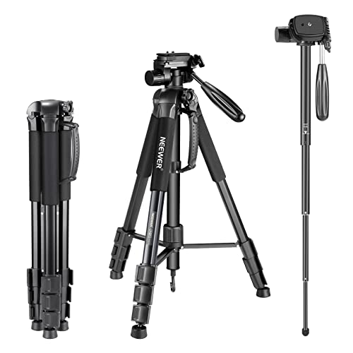 Neewer Tragbarer 177cm Aluminium Legierung Kamera Stativ Einbeinstativ mit 3-Wege-Drehgelenk Pan Head für DSLR-Kamera schwarz von NEEWER