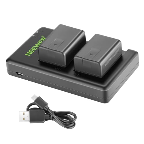 Neewer VW-VBT190 Akku (2er Pack / 1950 mAh) und Dual USB Ladegerät Set Kompatibel mit Panasonic HC-V110 V130 V160 V180 HC-V201 V210 V250 HC-V380 HC-V510 V550 HC-V710V770 HC-VX870 von NEEWER