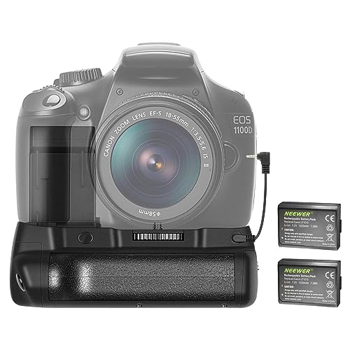 Neewer Vertikaler Akkugriff und LP-E10 Li-Ion-Ersatzakkus für Canon EOS 1100D / 1200D / 1300D / Rebel T3 / T5 / T6, 1020 mAh, 2 Stück von NEEWER